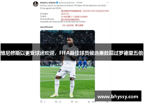 维尼修斯以更受球迷欢迎,FIFA最佳球员候选票数超过罗德里五倍 维尼修斯以更受球迷欢迎,FIFA最佳球员候选票数超过罗德里五倍